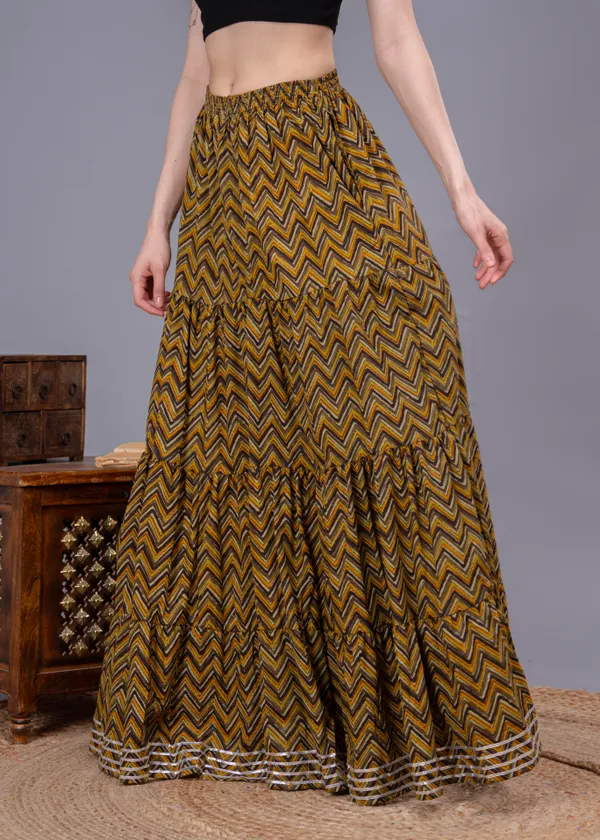 Green_Cotton_Procian_Print_Anckle_Length_Skirts_For_Women