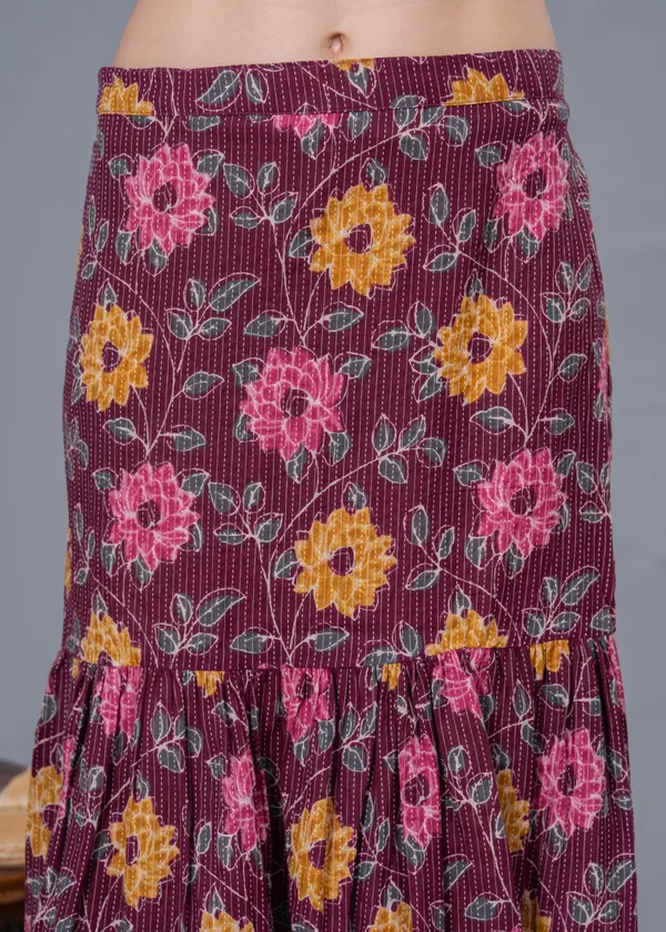 Wine_Cotton_Procian_Print_Anckle_Length_Skirts_For_Women