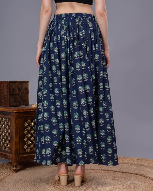 Blue_Cotton_Procian_Print_Anckle_Length_Skirts_For_Women