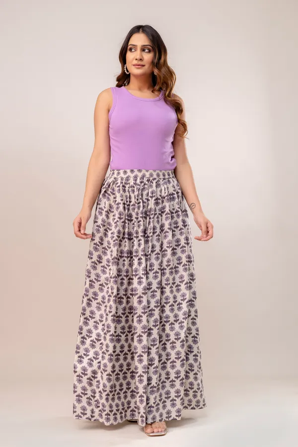 Creame_Light_Grey_Buta_Cotton_Procian_Print_Anckle_Length_Skirts_For_Women