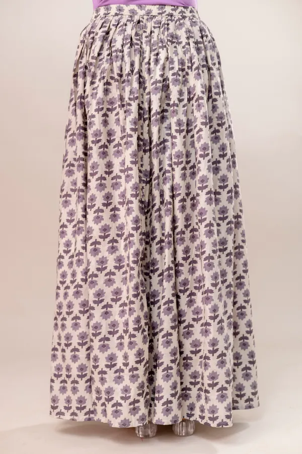 Creame_Light_Grey_Buta_Cotton_Procian_Print_Anckle_Length_Skirts_For_Women