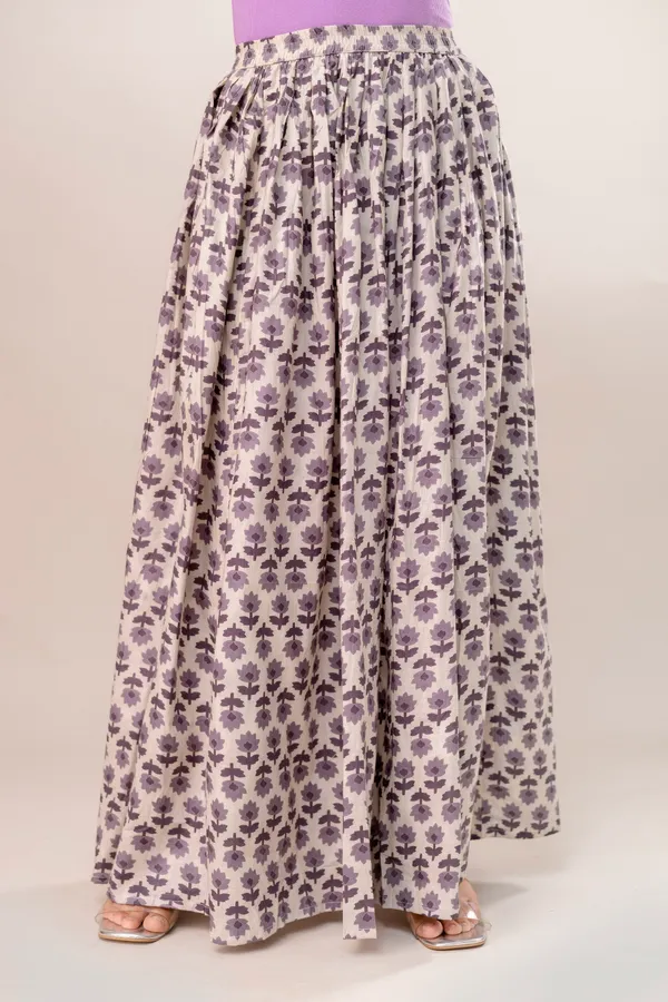 Creame_Light_Grey_Buta_Cotton_Procian_Print_Anckle_Length_Skirts_For_Women