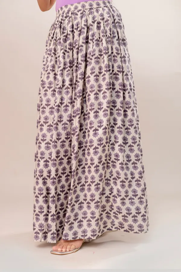 Creame_Light_Grey_Buta_Cotton_Procian_Print_Anckle_Length_Skirts_For_Women