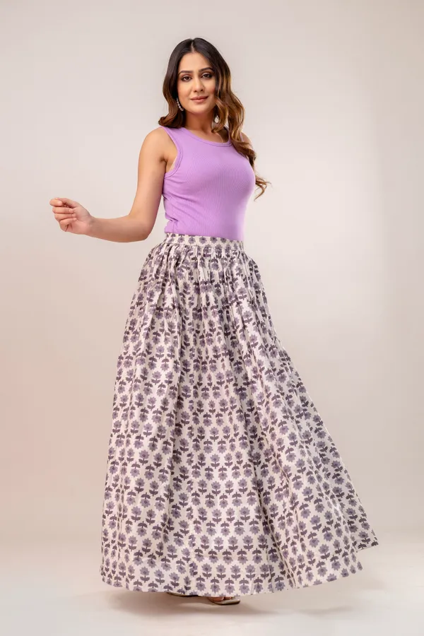 Creame_Light_Grey_Buta_Cotton_Procian_Print_Anckle_Length_Skirts_For_Women