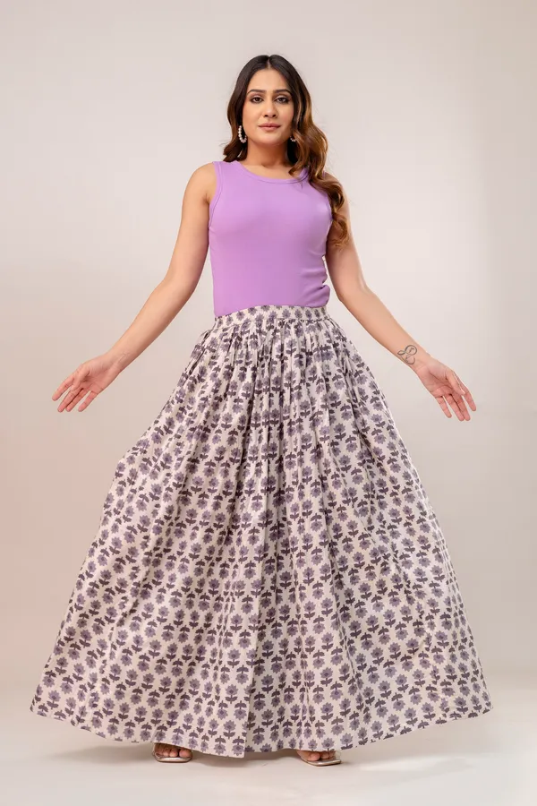 Creame_Light_Grey_Buta_Cotton_Procian_Print_Anckle_Length_Skirts_For_Women