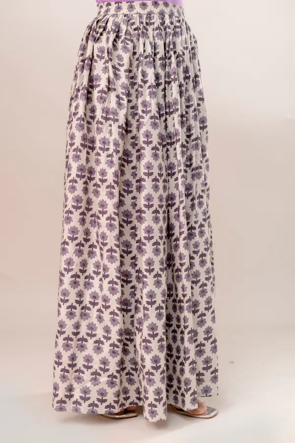 Creame_Light_Grey_Buta_Cotton_Procian_Print_Anckle_Length_Skirts_For_Women