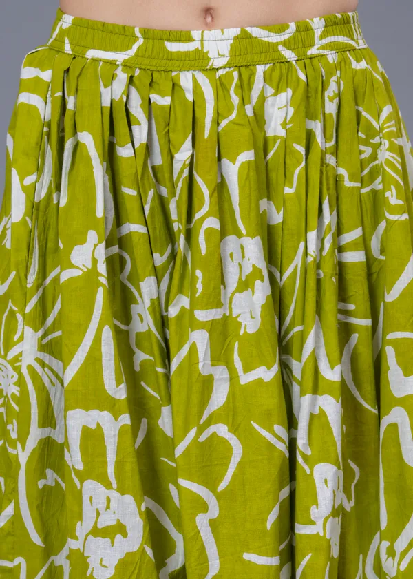 Green_Cotton_Procian_Print_Anckle_Length_Skirts_For_Women