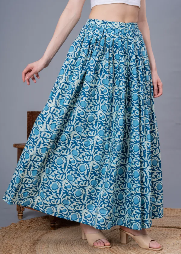 Blue_Cotton_Procian_Print_Anckle_Length_Skirts_For_Women