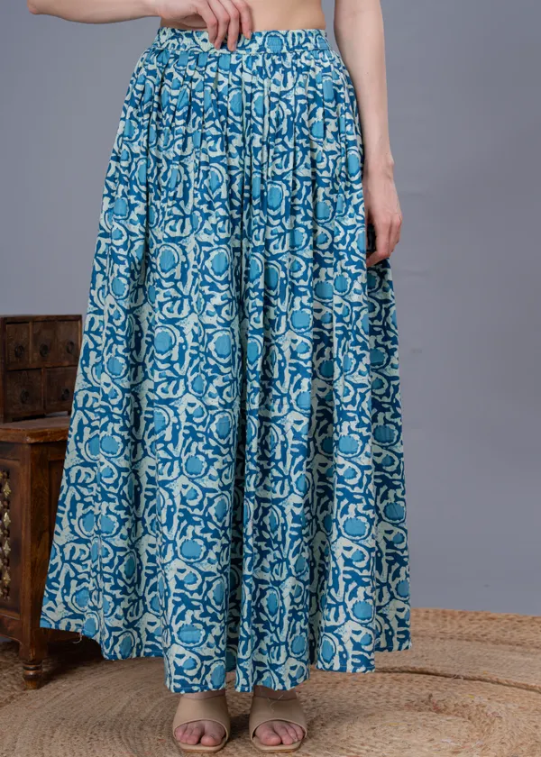 Blue_Cotton_Procian_Print_Anckle_Length_Skirts_For_Women