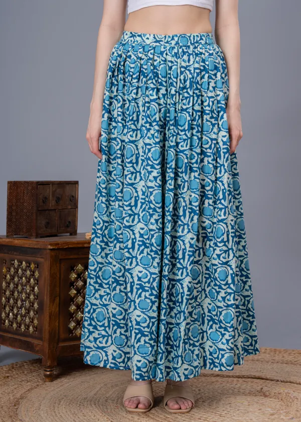 Blue_Cotton_Procian_Print_Anckle_Length_Skirts_For_Women