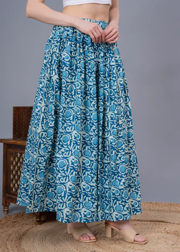 Blue_Cotton_Procian_Print_Anckle_Length_Skirts_For_Women