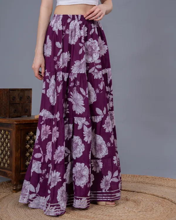 Wine_Cotton_Procian_Print_Anckle_Length_Skirts_For_Women