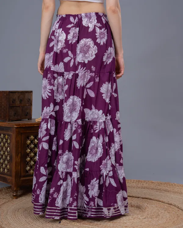 Wine_Cotton_Procian_Print_Anckle_Length_Skirts_For_Women