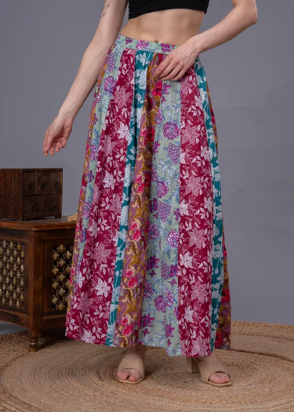 Multicolor_Cotton_Procian_Print_Anckle_Length_Skirts_For_Women