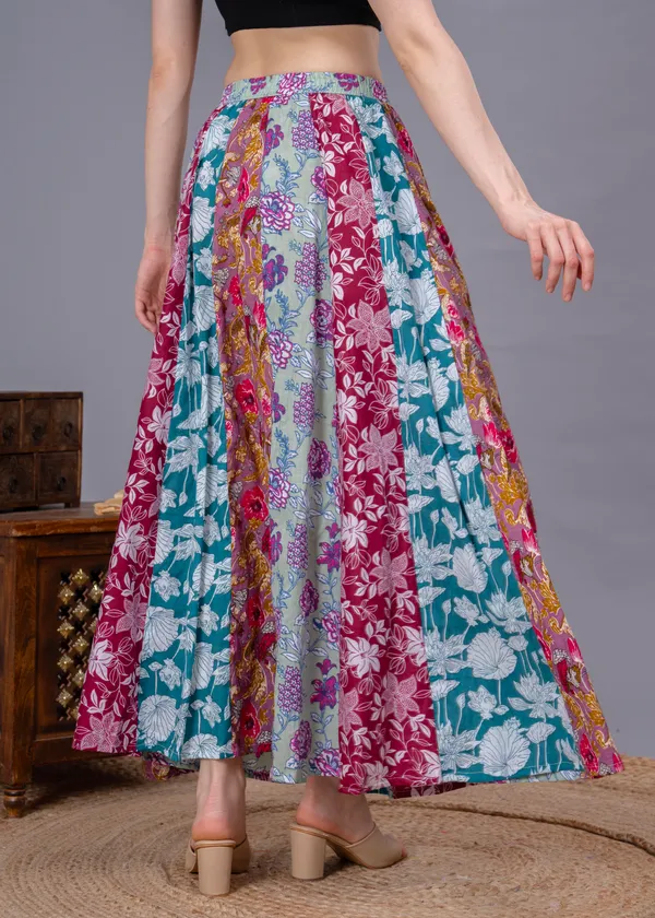 Multicolor_Cotton_Procian_Print_Anckle_Length_Skirts_For_Women