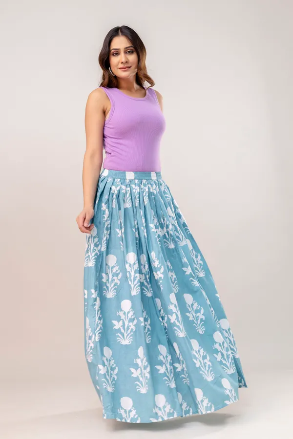 Sky_Blue_Bada_Buta_Skirts_Cotton_Procian_Print_Anckle_Length_Skirts_For_Women
