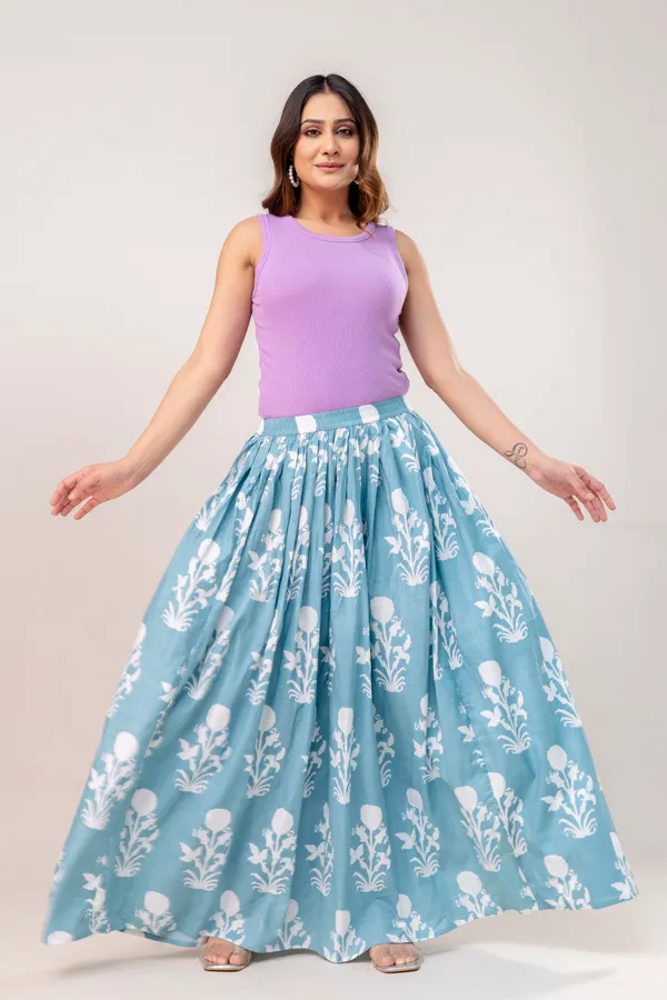 Sky_Blue_Bada_Buta_Skirts_Cotton_Procian_Print_Anckle_Length_Skirts_For_Women