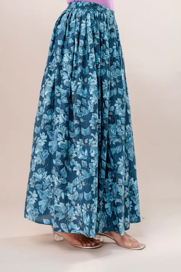 Sky_Blue_Khata_Flower_Print_Cotton_Procian_Print_Anckle_Length_Skirts_For_Women