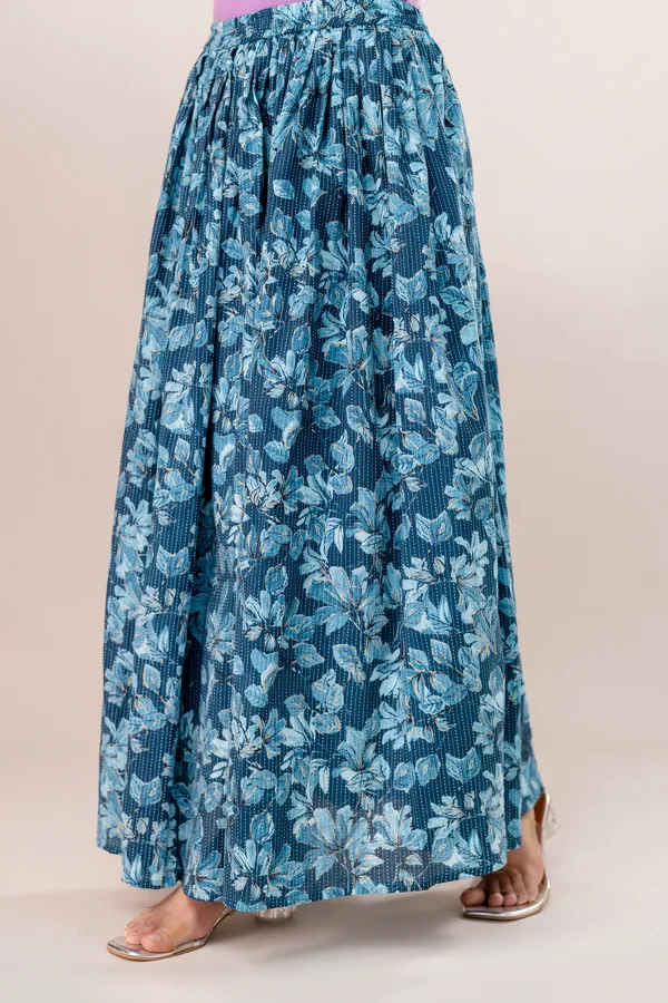 Sky_Blue_Khata_Flower_Print_Cotton_Procian_Print_Anckle_Length_Skirts_For_Women