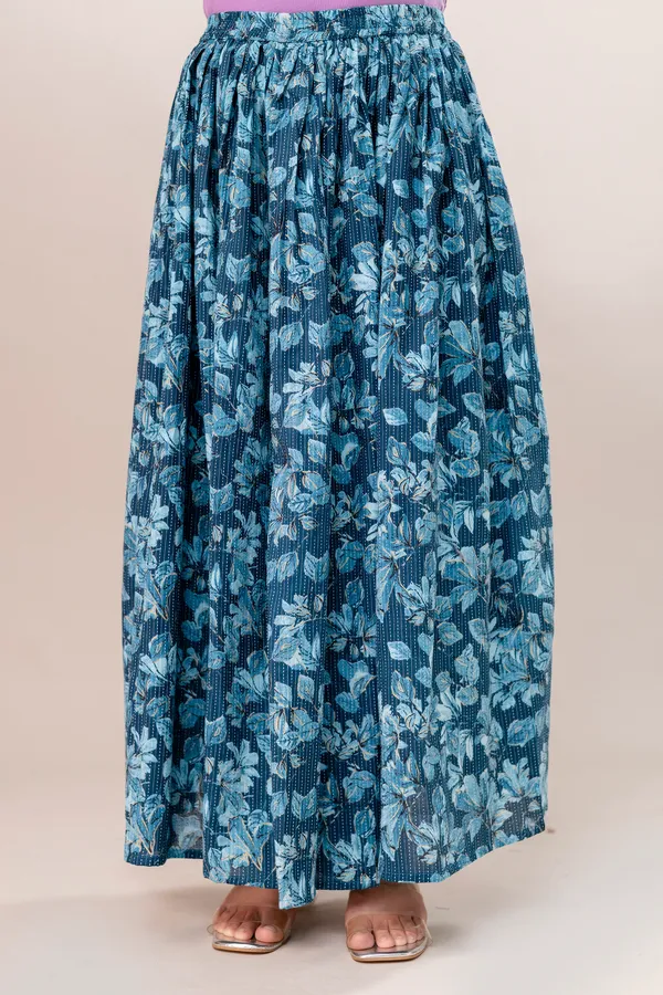 Sky_Blue_Khata_Flower_Print_Cotton_Procian_Print_Anckle_Length_Skirts_For_Women