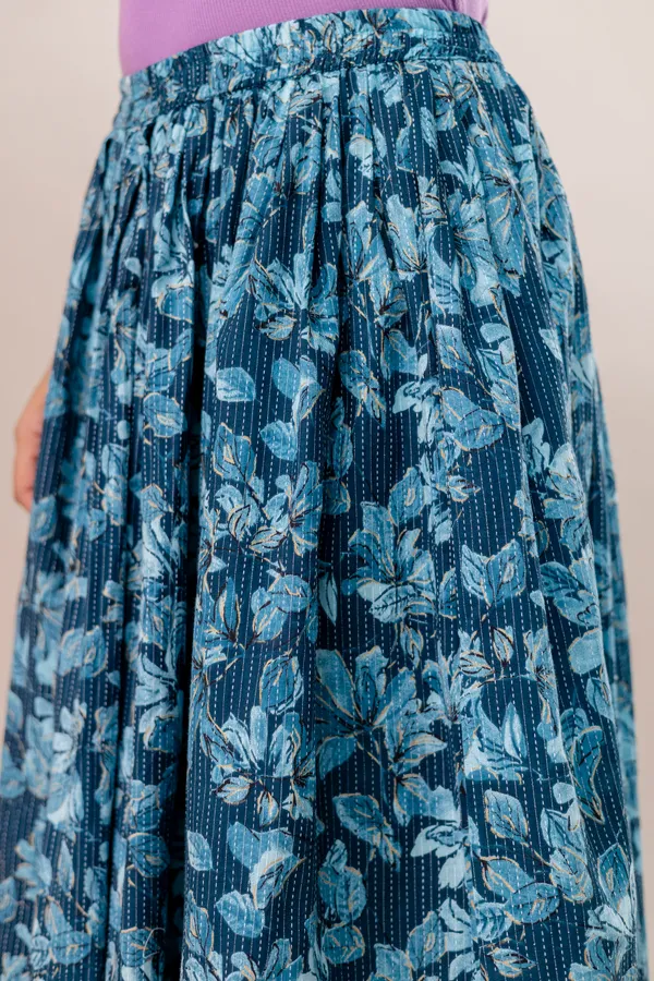 Sky_Blue_Khata_Flower_Print_Cotton_Procian_Print_Anckle_Length_Skirts_For_Women