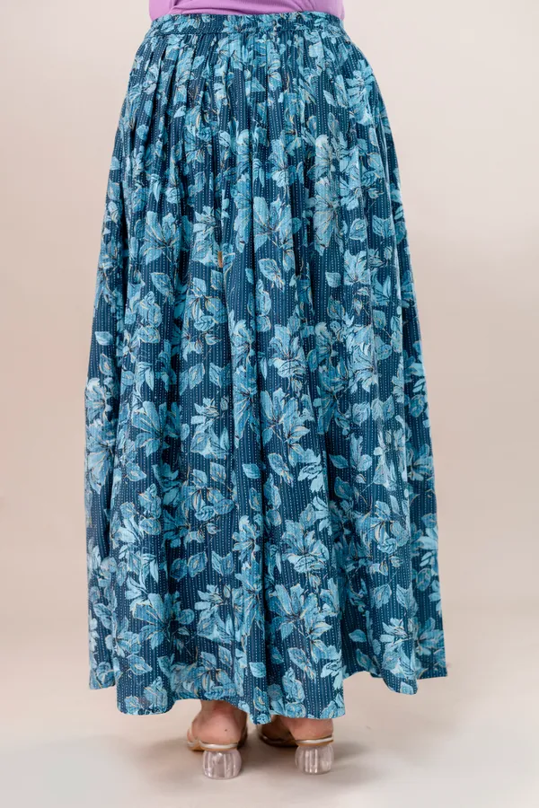Sky_Blue_Khata_Flower_Print_Cotton_Procian_Print_Anckle_Length_Skirts_For_Women