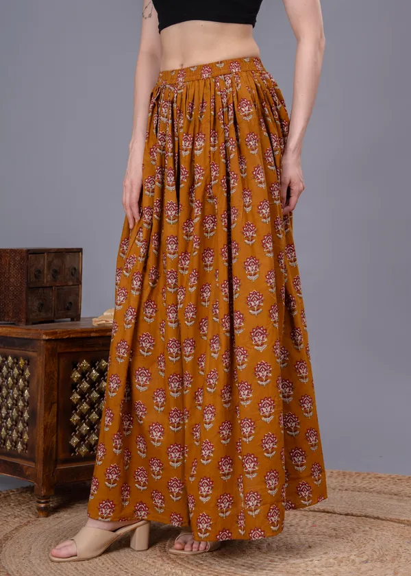 Mustard_Cotton_Procian_Print_Anckle_Length_Skirts_For_Women