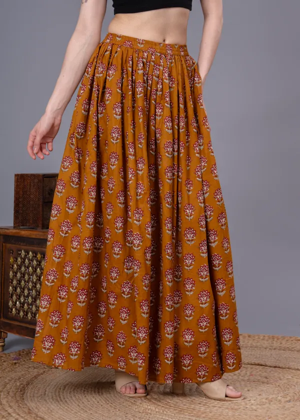 Mustard_Cotton_Procian_Print_Anckle_Length_Skirts_For_Women