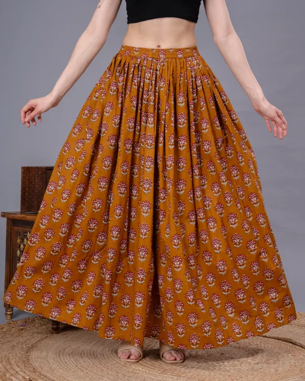 Mustard_Cotton_Procian_Print_Anckle_Length_Skirts_For_Women