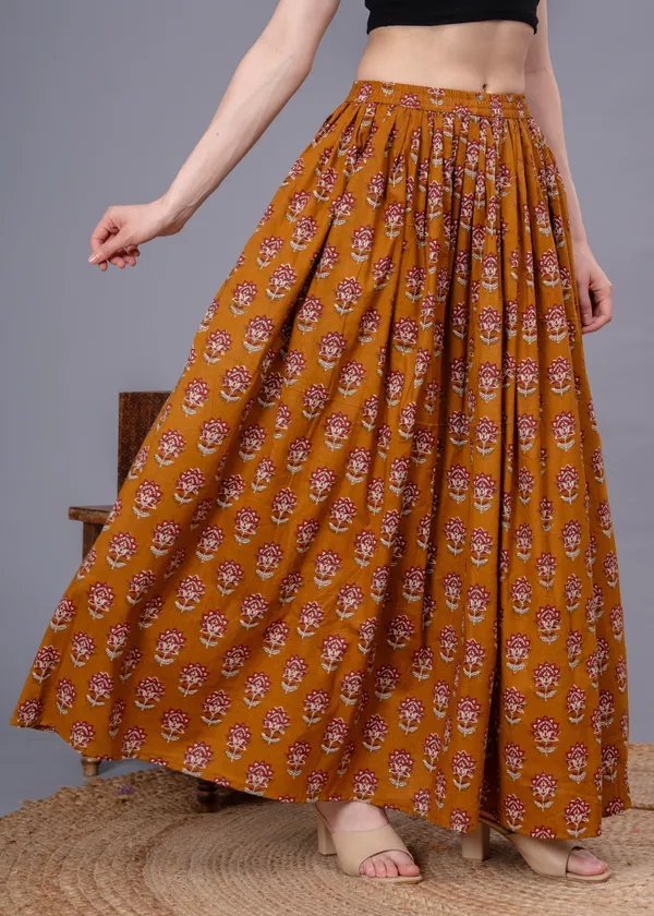 Mustard_Cotton_Procian_Print_Anckle_Length_Skirts_For_Women