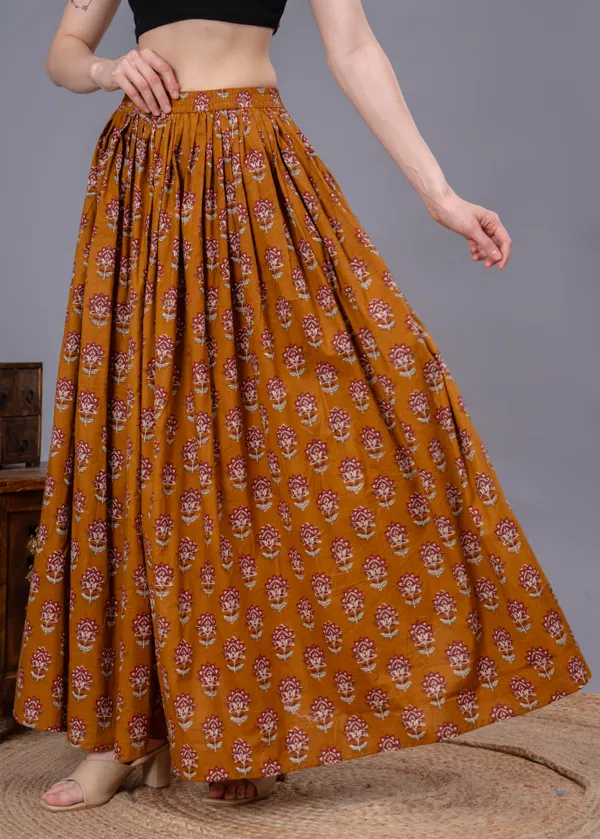 Mustard_Cotton_Procian_Print_Anckle_Length_Skirts_For_Women
