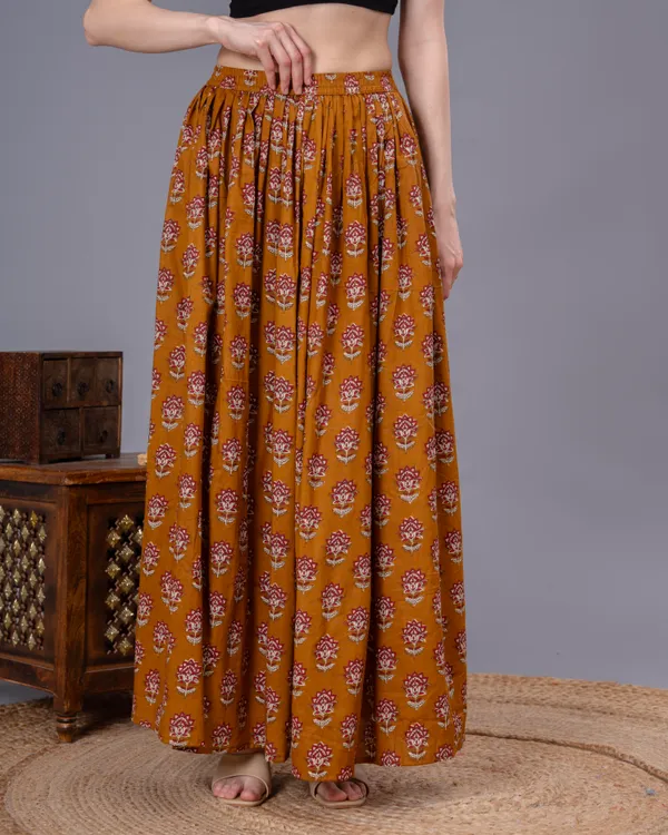 Mustard_Cotton_Procian_Print_Anckle_Length_Skirts_For_Women