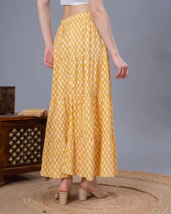 Yellow_Cotton_Procian_Print_Anckle_Length_Skirts_For_Women