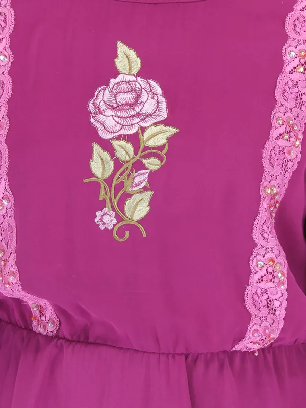 Cutecumber_Girls_Georgette_3/4th_Embroidered_Full_Sleeves_Top_Purple