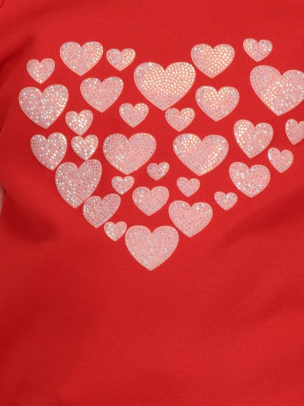 Cutecumber_Girls'_Winter_Sweatshirt_Red_Fleece_Fabric_Round_Neck_Full_Sleeve_Pullover_Top_Glitter_Heart_Embellished_Stylish_Zip_Closure_Fancy_Casual_Outfit_for_Baby_Girls_&_Kids_Age_1-15_Yrs