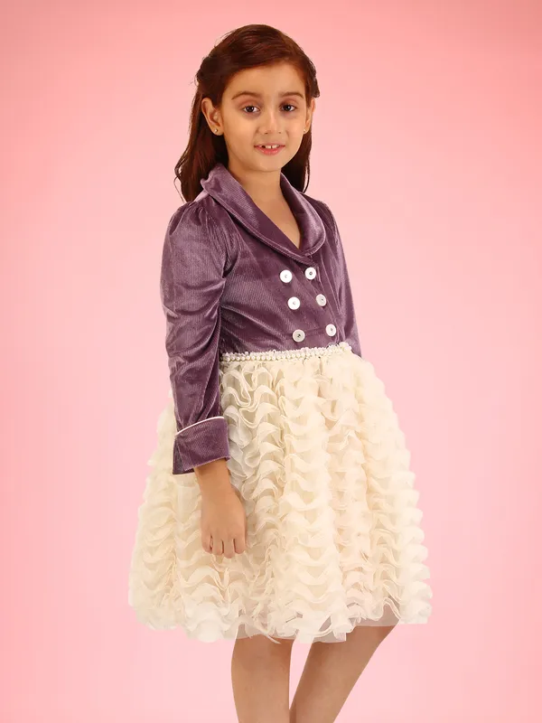 Cutecumber_Purple_drop_needle_chenille_and_wavy_net_dress_with_matching_bag