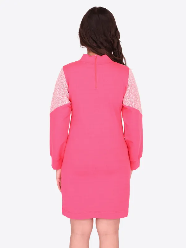 Cutecumber_Girls_Hosiery_Shift_Full_Sleeves_Winter_Coralpink_Dress