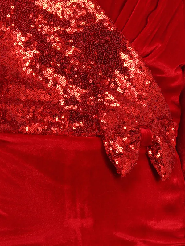 Cutecumber_Red_Asymmetric_Velvet_Dress_for_Girls_-_Sequined_Accents,_Cozy_Stretch_Fit,_and_V_Neck_Age_(1-15_Y)|_CC8669D-RED