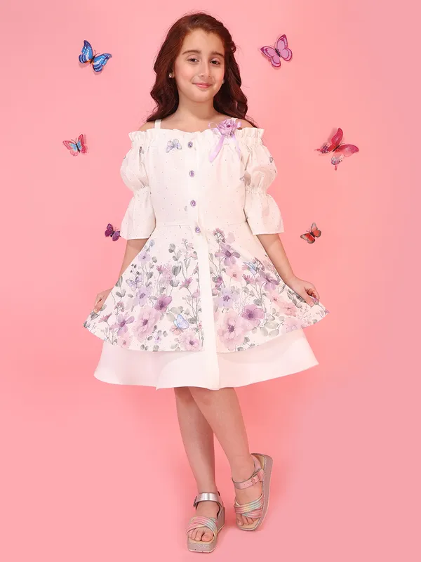 Cutecumber_Girls_Purple_Floral_Printed_Fit_&_Flare_Dress_with_Puff_Sleeves,_Off_Shoulder_Neck,_Zip_Closure,_Trendy_Party_&_Casual_Outfit_Birthday_Dress_for_Baby_Girls_&_Kids_Age_1-15_Yrs
