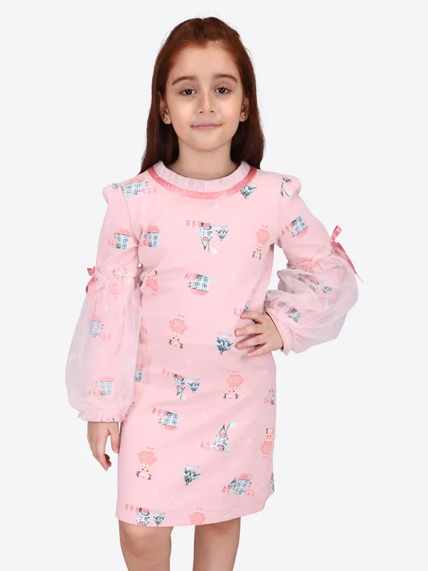 Cutecumber_Girls_Hosiery_&_Glitter_Net_Printed_Full_Sleeve_Shift_Dress.CC7526D-PINK