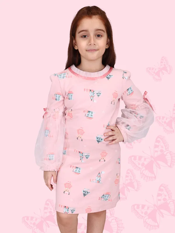 Cutecumber_Girls_Hosiery_&_Glitter_Net_Printed_Full_Sleeve_Shift_Dress.CC7526D-PINK