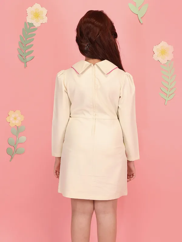 Cutecumber_Girls'_Western_Cream_Dress_Shirt_Collar_Neck_Full_Sleeve_Shift_Frock_Sequin_Embellished_Fabric_Fancy_Button_Closure_Stylish_Party_&_Casual_Outfit_for_Baby_Girls_&_Kids_Age_1-15_Yrs