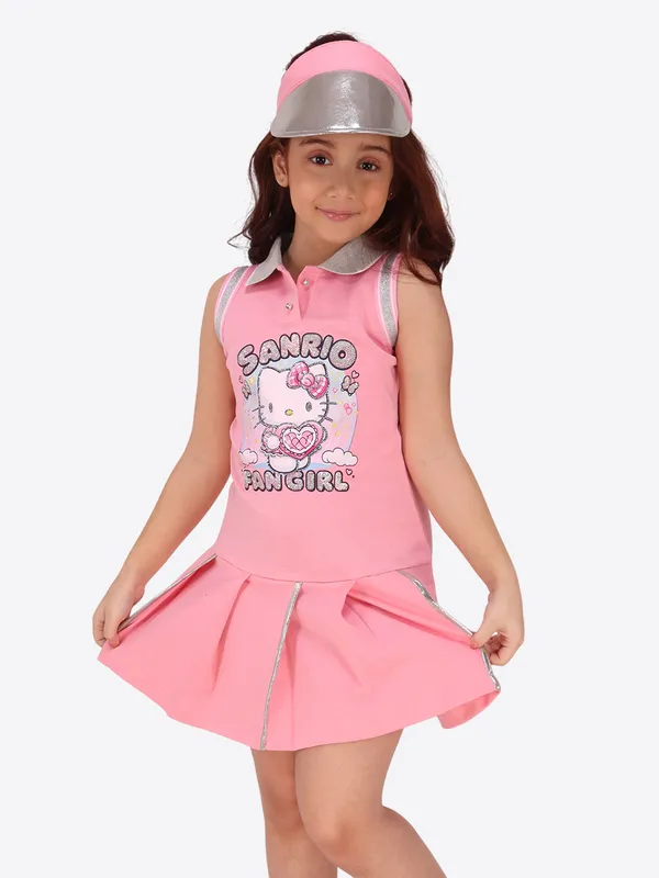 Pink_Hosiery_Polyester_Collared_Sleeveless_Regular_Partywear_Dress_For_Girls