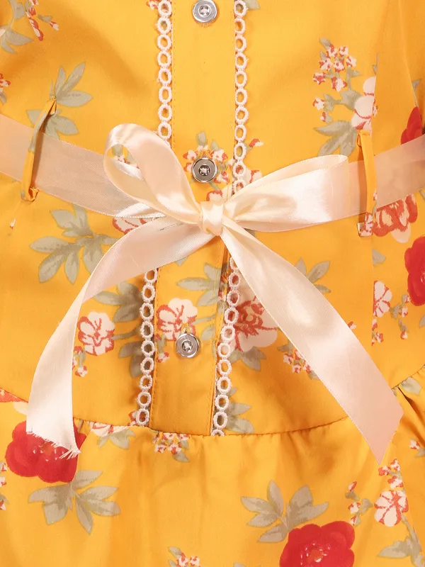 Cutecumber_Girls_Mustard_Floral_Dress_Designer_Layered,_Bow_Accent,_Comfortable_Polyester_Fabric_Trending_Outfit_for_Baby_Girls_Kids_Age_1-15_Years,_Fashion_Wear_India,_Stylish_Look