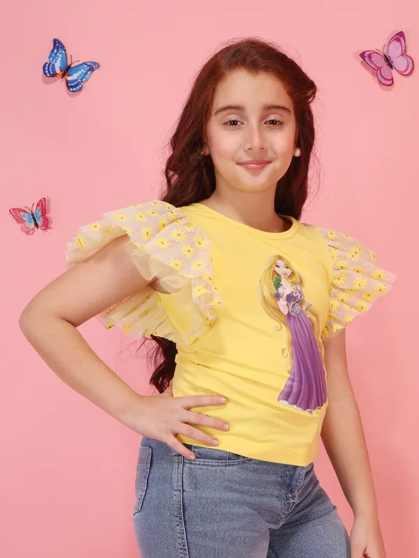 Cutecumber_Girls_Black_Unicorn_Sequin_Top_Polka_Dot_Ruffle_Sleeve_T_Shirt_Stylish_Printed_Knit_Summer_Fashion_Casual_Trendy_Kids_Top_Baby_Girls_&_Kids_Age_1-15_Yrs