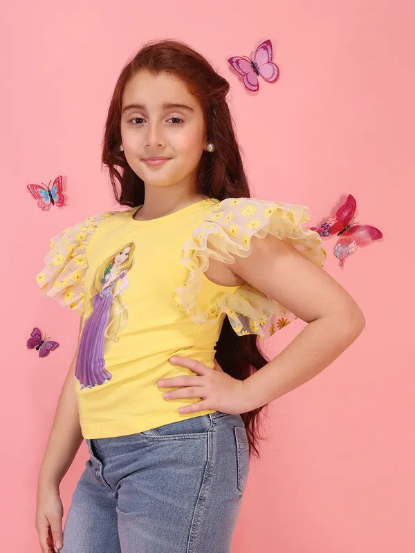 Cutecumber_Girls_Black_Unicorn_Sequin_Top_Polka_Dot_Ruffle_Sleeve_T_Shirt_Stylish_Printed_Knit_Summer_Fashion_Casual_Trendy_Kids_Top_Baby_Girls_&_Kids_Age_1-15_Yrs
