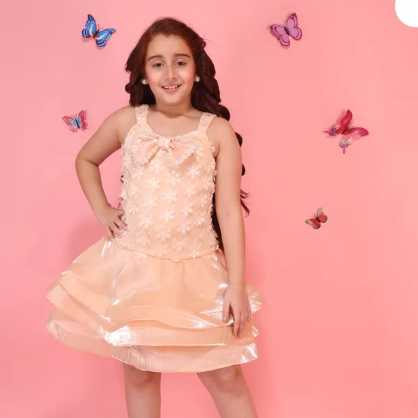 Cutecumber_Girls_Peach_Organza_Fit_&_Flare_Dress_with_Floral_Applique,_Bow_Detail,_Sleeveless_Straps,_Zip_Closure,_Trendy_Party_&_Casual_Outfit_Birthday_Dress_for_Baby_Girls_&_Kids_Age_1-15_Yrs