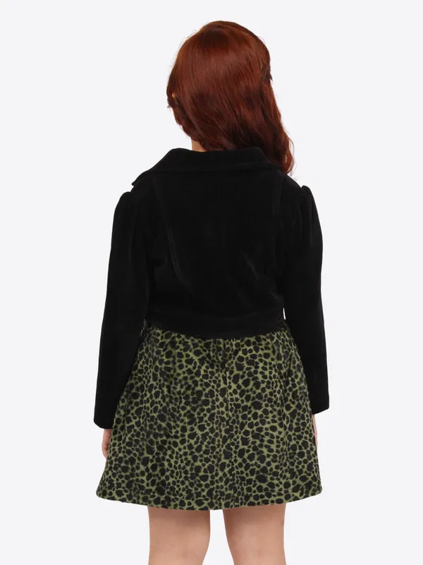 Cutecumber_Girls_Leopard_Print_Dress_with_Black_Full_Sleeve_Shrug_�_Back_Zip_Closure,_Two-Piece_Party_Set_for_Kids_&_Baby_Girls_(Age_1�15_Years)