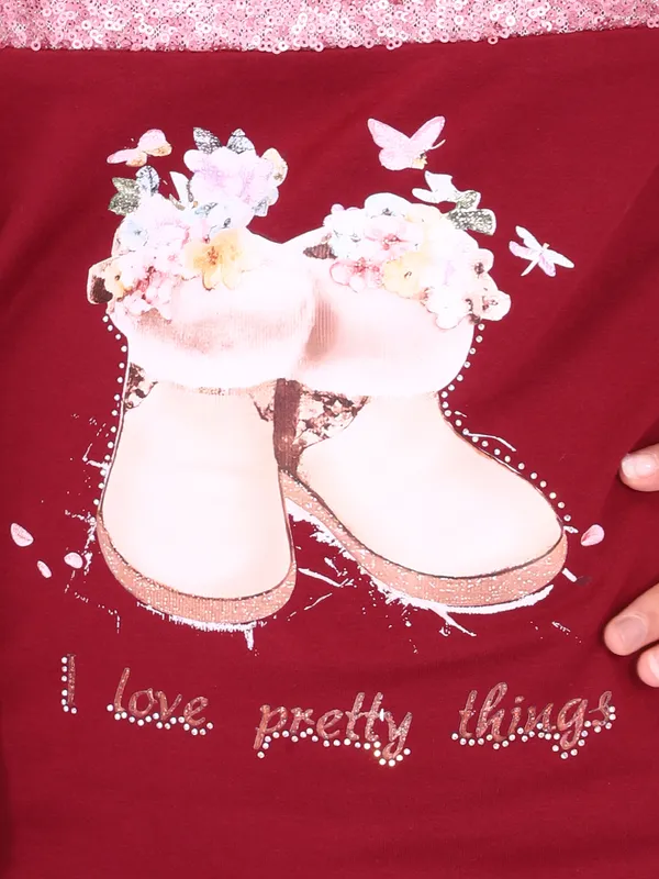 Cutecumber_Girls_Hosiery_Sequined_Shift_Full_Sleeves_Winter_Maroon_Dress