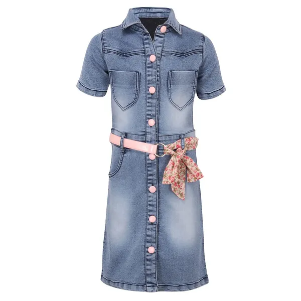 Cutecumber_Girls_Blue_Denim_Dress_with_Pink_Buttons,_Short_Sleeves,_Chest_Pockets,_Knee_Length,_Floral_Belt_�_Stylish_Casual_Birthday_Outfit_for_Kids_&_Baby_Girls_(Age_1�15_Yrs)